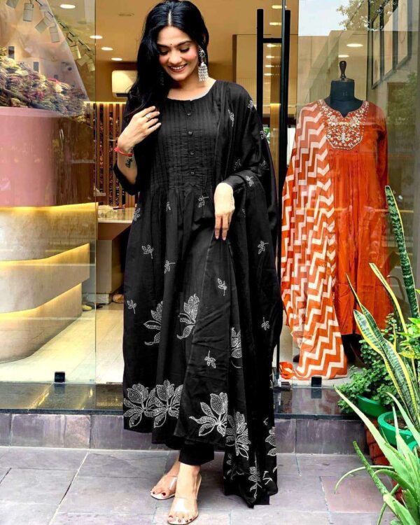 Flower Power ? Embroidered & Printed Cotton Dress for Women (M) - Image 5