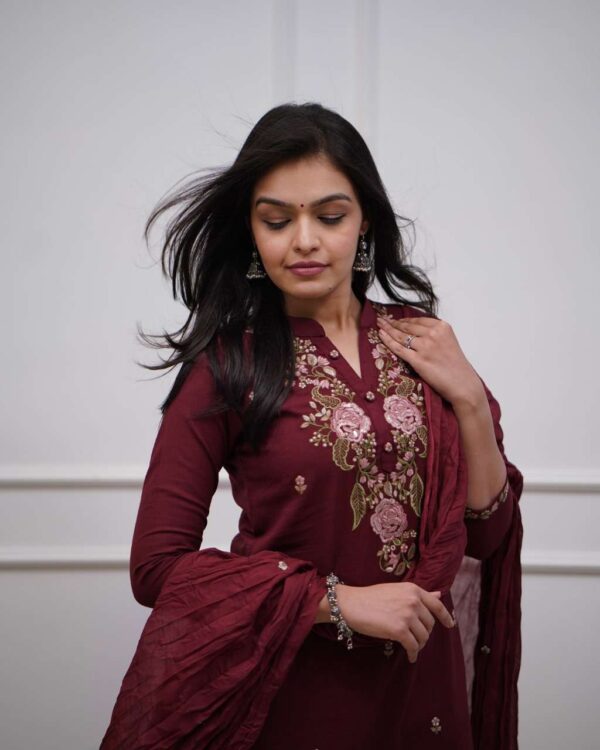 Cotton Charm ? Floral Embroidered Dress with Printex Artistry (XL) - Image 4